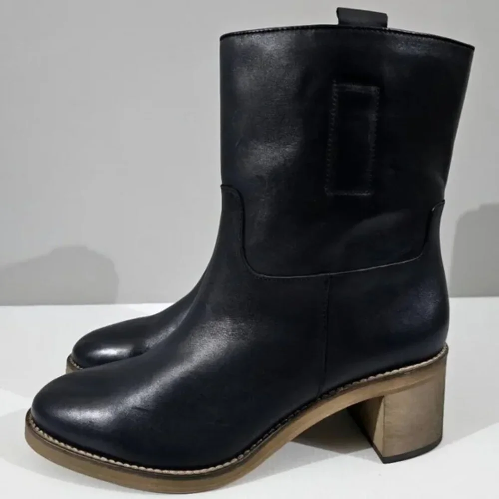 Free People Tabby Black Leather Ankle Boot Women’s Size EU 39.5 /US 9